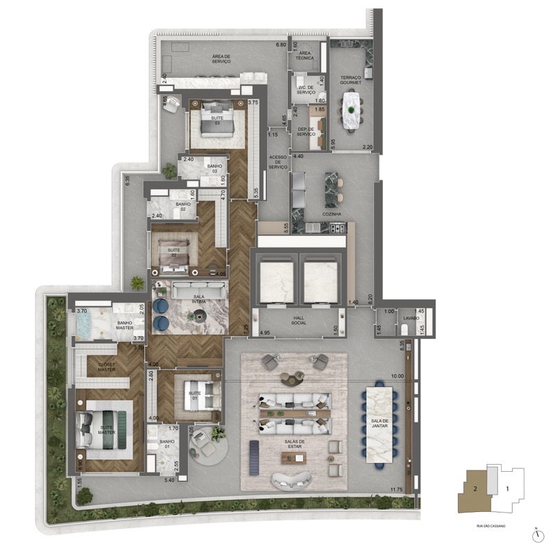 Planta padrão final 02 (pav. 48 ao 51) 403 m²