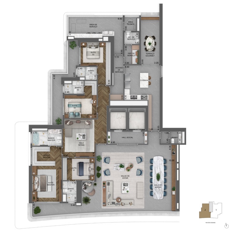 Planta padrão final 02 (pav. 49, 50, 52, 53) 393 m²